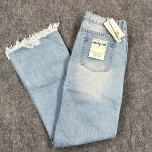 Monkey Ride Jeans Womens Size 9 Light Wash Flare Wide Leg Frayed Hem NWT